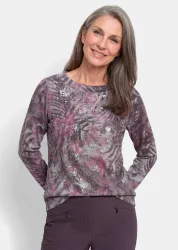 Sweatshirt in Metallic-Optik - beere / gemustert - Gr. 25 von Goldner Fashion