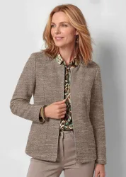 Jacke in Bouclé-Optik mit Baumwolle - camel / gemustert - Gr. 21 von Goldner Fashion