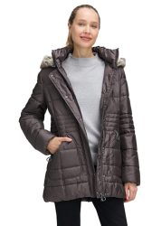 Steppjacke mit kuscheliger Kapuze - braun - Gr. 46 von Goldner Fashion