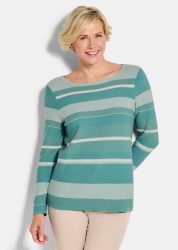 Strickpullover mit Ringelmuster - salbei / gemustert - Gr. 44 von Goldner Fashion