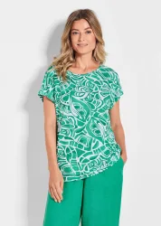Druckshirt aus Viskose-Jersey - grün / gemustert - Gr. 46 von Goldner Fashion