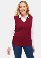 Pullunder mit zeitlosem Zopfmuster - dunkelrot - Gr. 25 von Goldner Fashion