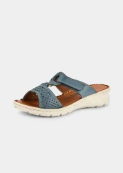 Pantoletten mit Klettverschluss - blau - Gr. 39 von Goldner Fashion