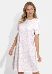 Nachthemden im 2er-Pack aus Baumwolle - rosé / gemustert - Gr. 20/21 von Goldner Fashion