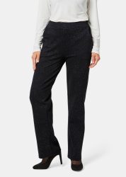 Stretchbequeme Jerseyhose VERA mit Glitzer - schwarz / kupferfarben / goldfarben / gemustert - Gr. 21 von Goldner Fashion