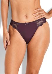 Hüftslip aus femininer Spitze - bordeaux - Gr. 42 von Goldner Fashion