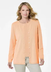 Kaschmirstrickjacke mit Rundhalsausschnitt - pfirsich - Gr. 20 von Goldner Fashion