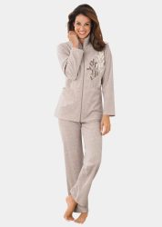 Nicki-Hausanzug mit modischer Stickerei - taupe - Gr. 23 von Goldner Fashion