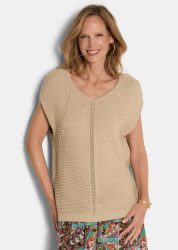 Edles Stricktop mit dezentem Glanz - beige - Gr. 19 von Goldner Fashion