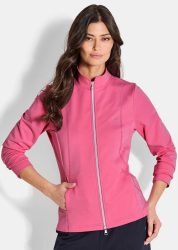 Sweatjacke mit Stehkragen - koralle - Gr. 46 von Goldner Fashion
