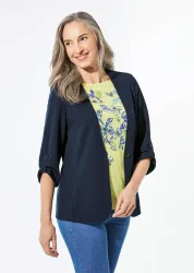 Blazer mit Cardiganausschnitt - marine - Gr. 19 von Goldner Fashion