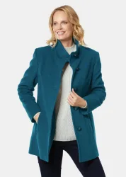Unentbehrliche Wolljacke mit feinen Details - petrol - Gr. 21 von Goldner Fashion