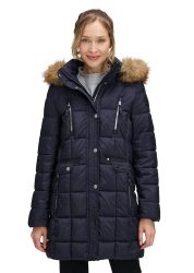 Steppmantel mit vielen Reissverschlusstaschen - dunkelblau - Gr. 38 von Goldner Fashion
