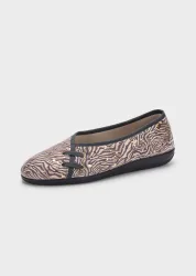 Ballerina-Hausschuhe mit Animal Print - beige / gemustert - Gr. 36 von Goldner Fashion