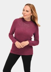 Angenehm weiches Shirt mit Glitzersteinen - beere / méliert - Gr. 24 von Goldner Fashion