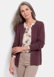 Strickjacke aus reiner Baumwolle - aubergine - Gr. 19 von Goldner Fashion