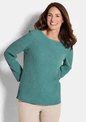 Jersey-Shirt in Crêpe-Optik - graugrün - Gr. 25 von Goldner Fashion