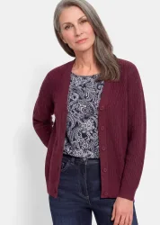Pflegeleichte Strickjacke in hochwertiger Rippenstruktur - bordeaux - Gr. 19 von Goldner Fashion