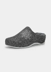 Pantoffeln aus Wollfilz mit Glitzersteinen - anthrazit - Gr. 36 von Goldner Fashion