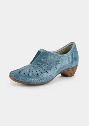 Pumps aus perforiertem Leder - blau - Gr. 37 von Goldner Fashion