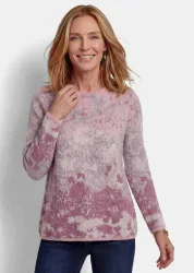 Pullover in leichter Flausch-Qualität - altrosé / gemustert - Gr. 19 von Goldner Fashion