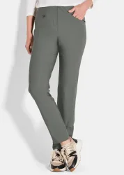Schmale Bengalinhose LOUISA innen angeraut - khaki - Gr. 20 von Goldner Fashion