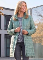 Stepp-Kurzmantel mit Stehkragen - graugrün - Gr. 48 von Goldner Fashion