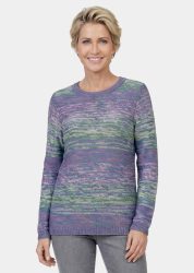 Multicolor-Pullover mit erfrischendem Farbverlauf - lila / grün / gemustert - Gr. 19 von Goldner Fashion