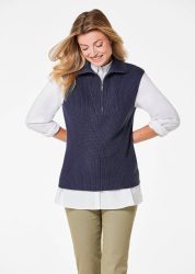 Modischer Pullunder mit Troyerkragen - marine - Gr. 22 von Goldner Fashion