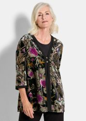 Exquisites Samtausbrennerjäckchen - schwarz / goldfarben / gemustert - Gr. 21 von Goldner Fashion