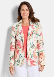 Floraler Blazer aus Waffel-Jersey - bunt / gemustert - Gr. 19 von Goldner Fashion