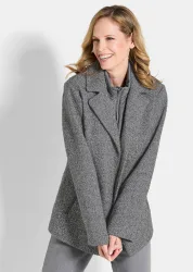 Jacke in 2-in-1-Optik mit Steppeinsatz - grau / weiss / gemustert - Gr. 20 von Goldner Fashion
