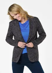 Blazer mit Multicolor Allover-Druck - marine / gemustert - Gr. 21 von Goldner Fashion