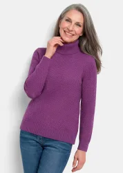 Warmer Strickpullover mit Rollkragen - beere - Gr. 50 von Goldner Fashion