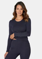 Thermo Damen-Unterwäsche Langarmshirt - marine / méliert - Gr. 46 von Goldner Fashion
