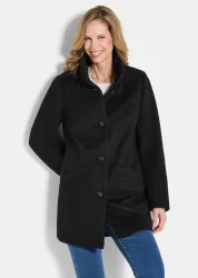 Wollmantel mit Stehkragen - schwarz - Gr. 25 von Goldner Fashion