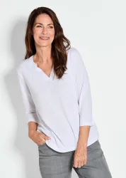 Shirt aus luftigem Viskosejersey - weiss - Gr. 48 von Goldner Fashion