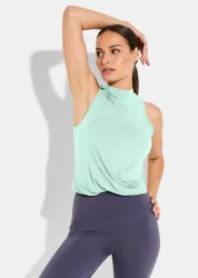 Ärmelloses Top zum Knoten - mint - Gr. M von Goldner Fashion