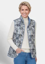Leichte Steppweste zum Wenden - rauchblau / gemustert - Gr. 19 von Goldner Fashion