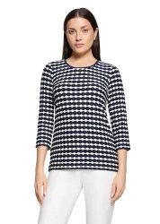 Ringelshirt in 3D-Optik - dunkelblau / cremeweiss / geringelt - Gr. 42 von Goldner Fashion