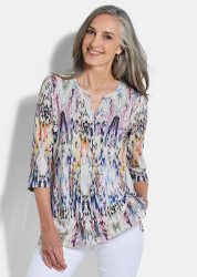Tunika aus weichem Viskose-Jersey - bunt / gemustert - Gr. 19 von Goldner Fashion