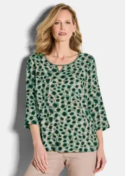 Druckbluse aus reiner Viskose - graugrün / gemustert - Gr. 25 von Goldner Fashion