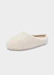 Pantoffeln mit Teddyflausch und Kautschuk-Sohle - cremeweiss - Gr. 37 von Goldner Fashion