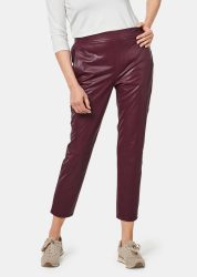 Bequeme Schlupfhose in Lederoptik - dunkelrot - Gr. 21 von Goldner Fashion