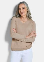 Pullover mit V-Ausschnitt aus COTTAMIRA - beige - Gr. 21 von Goldner Fashion