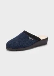 Pantoffeln mit Schurwollfutter - dunkelblau - Gr. 38 von Goldner Fashion