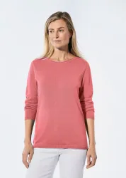 Strickpullover mit U-Boot-Ausschnitt - koralle - Gr. 46 von Goldner Fashion
