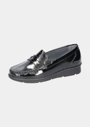 Glänzender Slipper mit Zierspange - schwarz - Gr. 37 von Goldner Fashion