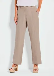 Weite Hose VERA in Leinen-Baumwoll-Qualität - beige - Gr. 26 von Goldner Fashion