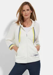 Sweatjacke mit Strick und Glanzdetails - cremeweiss - Gr. 42 von Goldner Fashion